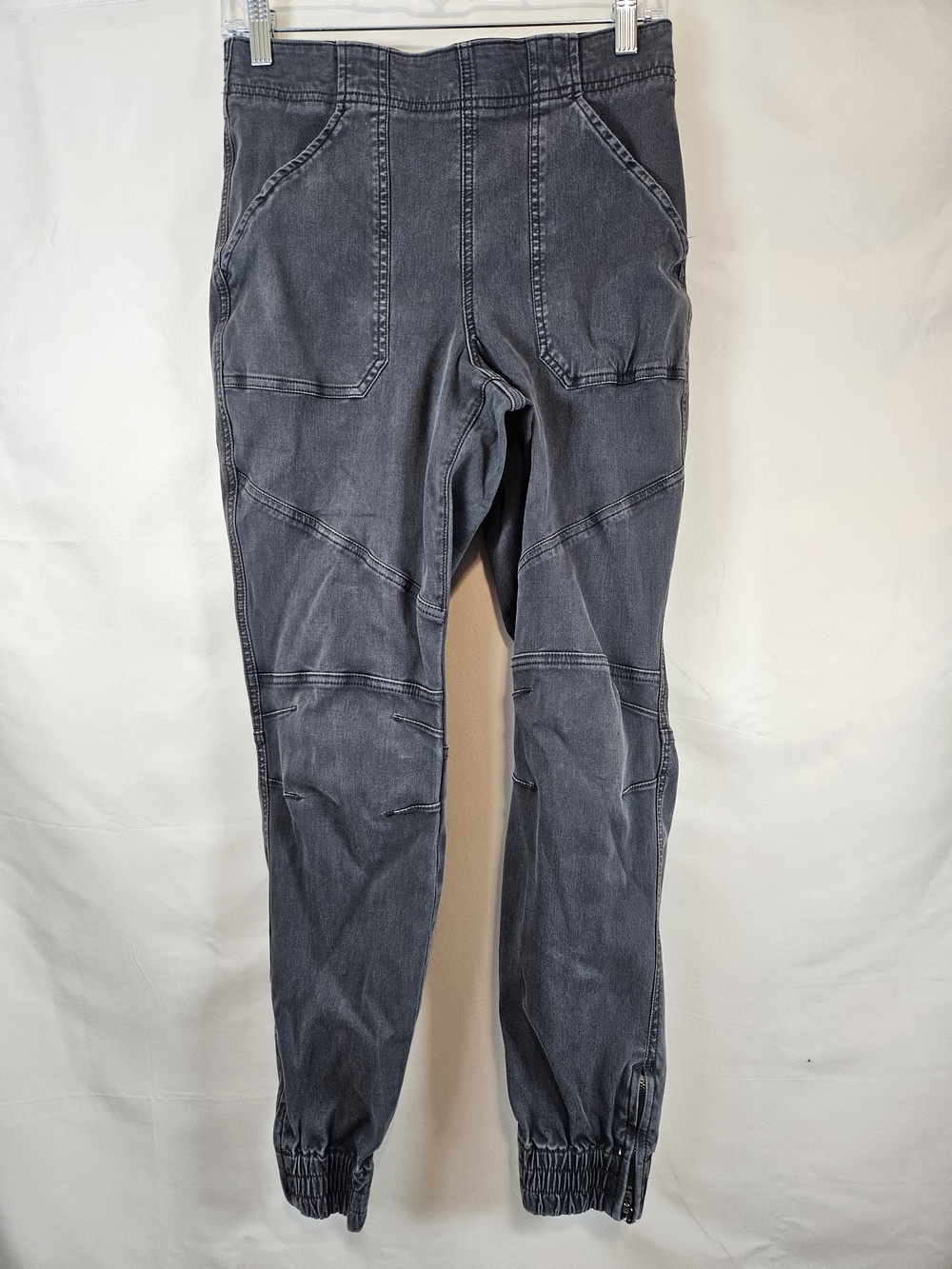 SPANX Charcoal Gray Cropped Ankle Jeans Mid Rise Zipper Ankle